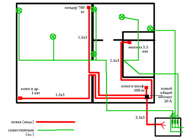 Электропроводка в панельном доме схема