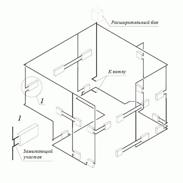 Схема отопления 2 этажного дома 3